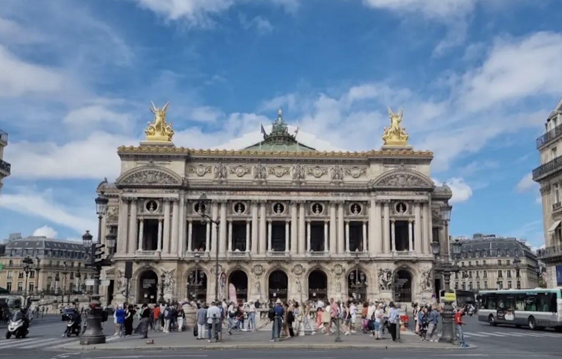 The Palais Garnier opera house facade in Paris